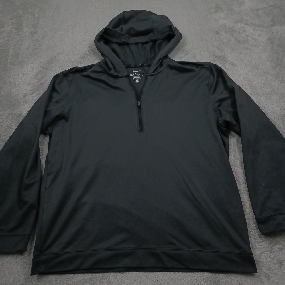 Nike Sweater Mens‎ Large Gray 1/4 Zip Hooded Dri Fit Activewear Casual